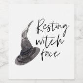 Resting Witch Face | Happy Halloween | Fun Quote | Wijn Etiket (Enkel label)