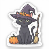 Resting Witch Face - Judgy Cat Halloween Sticker (Voorkant)