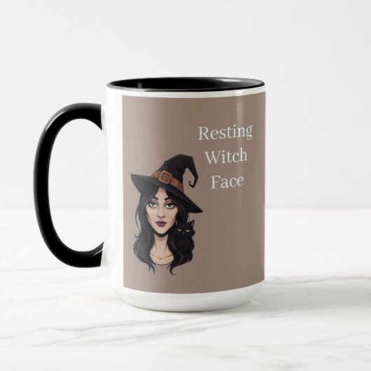 Resting Witch Face Mug | Halloween Coffee Cup Mok (Links)