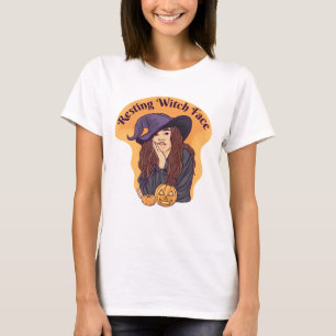 Resting Witch Face Schattigee geest Halloween Groo T-shirt