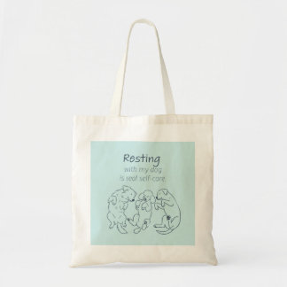 Resting with my dog  - Dog Mom cotton tote bag 