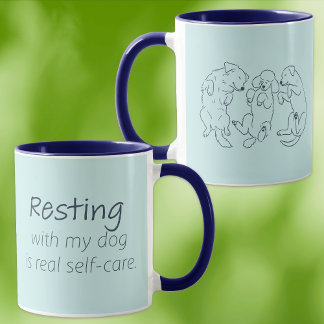 Resting with my dog mug self-care ice blue dogs mok