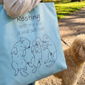 Resting with my dog tote bag self-care ice blue