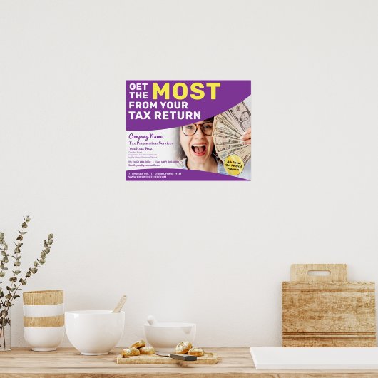 Restitutie belastingvoorbereiding (preparer) poster (Keuken)