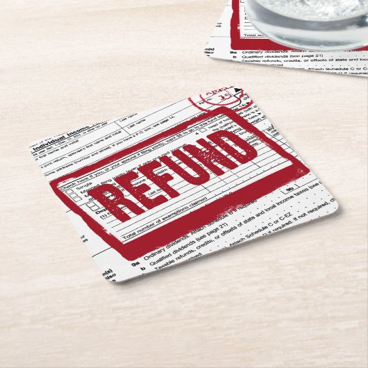 Restitutiestempel inkomstenbelasting kartonnen onderzetters (Schuin)