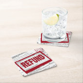 Restitutiestempel op 1040 belastingformulier kartonnen onderzetters (Insitu)