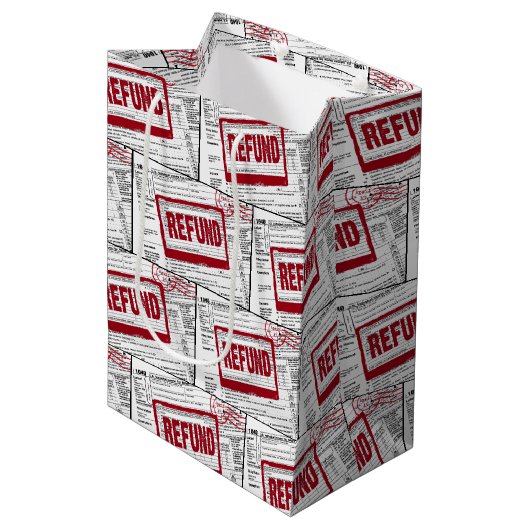 Restitutiestempel op het 1040 IRS-formulier Medium Cadeauzakje (Voorkant Gekanteld)