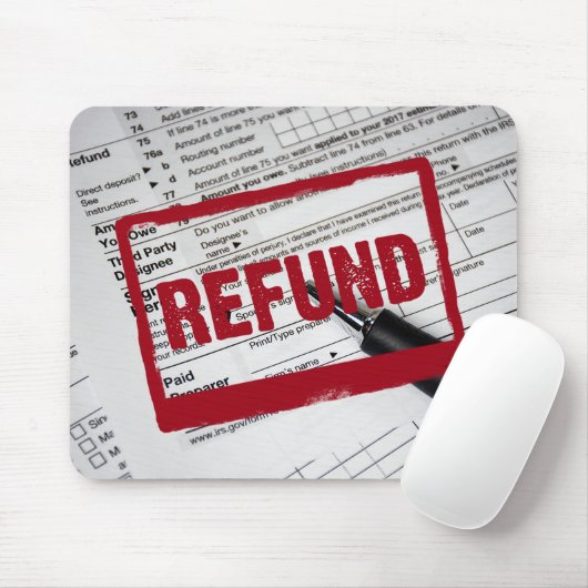 Restitutiestempel op het belastingformulier 1040 muismat (Met muis)