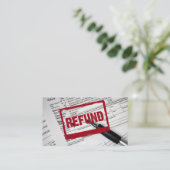 Restitutiestempel op het belastingformulier 1040 visitekaartje (Staand voorkant)