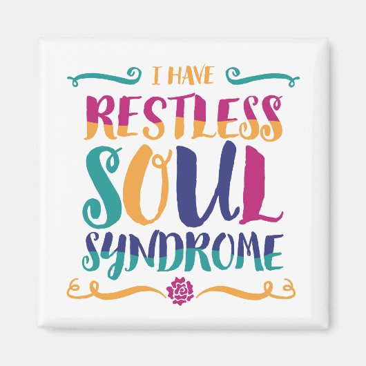 Restless Soul Syndrome Typografie Hippie Magneet (Voorkant)