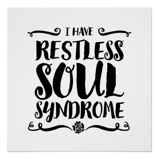 Restless Soul Syndrome Typografie Hippie Poster (Voorkant)