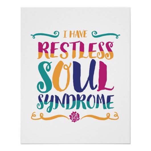 Restless Soul Syndrome Typografie Hippie Poster (Voorkant)