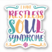 Restless Soul Syndrome Typografie Hippie Sticker (Voorkant)