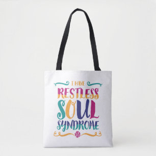 Restless Soul Syndrome Typografie Hippie Tote Bag