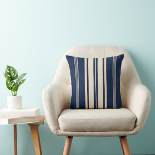 Restoratie Ivoor Navy Blauwe Vintage Weefsel Uiter Kussen