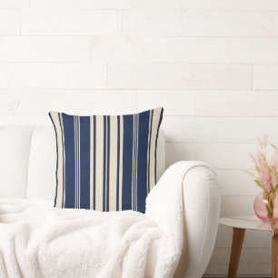 Restoratie Ivoor Navy Blauwe Vintage Weefsel Uiter Kussen