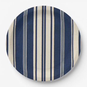 Restoratie Ivoor Navy Blauwe Vintage Weefsel Uiter Papieren Bordje