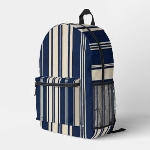 Restoratie Ivoor Navyblauw Vintage Weefsel Uitzich Bedrukte Rugzak