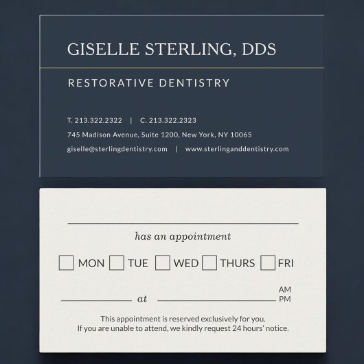 Restorative Dentistry Office Appointment Reminder Visitekaartje