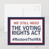 Restore the Voting Rights Act Postcard Briefkaart (Voorkant / Achterkant)