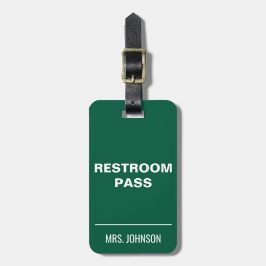 Restroom Pass Hallway Tag for Teachers  Bagagelabel (Voorkant verticaal)