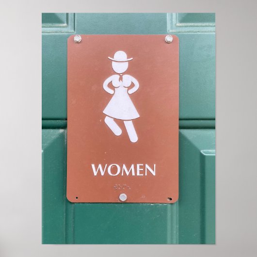 Restroom Sign Cowgirl Poster (Voorkant)