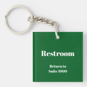Restroom Terug naar Suite Nummer Donkergroen & Wit Sleutelhanger