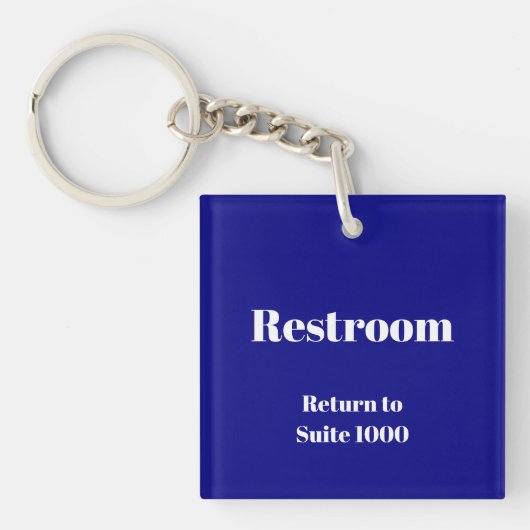 Restroom Terug naar Suite Nummer Navy Blauw & Wit Sleutelhanger (voorkant)
