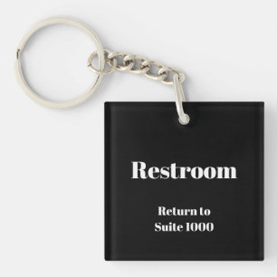 Restroom Terug naar Suite Nummer Zwart-wit Sleutelhanger