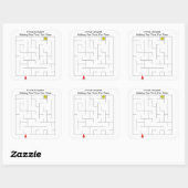 Restroom urinelabyrint vierkante sticker (Vel)