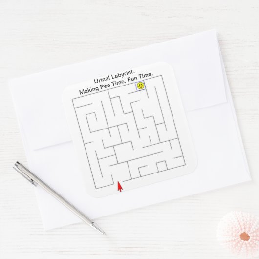 Restroom urinelabyrint vierkante sticker (Envelop)