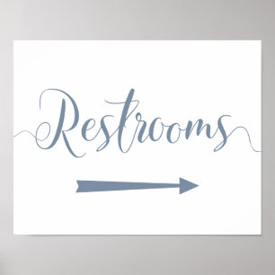 Restrooms Pijl-rechts Teken Stusty Blue Weddenscha Poster
