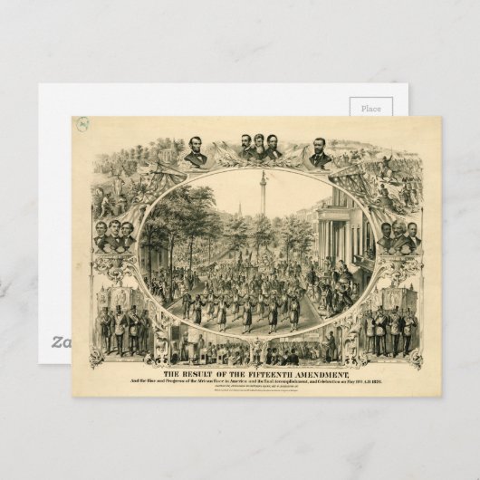 Resultaat van het vijftiende amendement (1870) briefkaart (Voorkant / Achterkant)