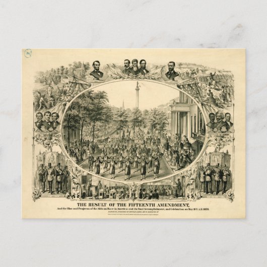 Resultaat van het vijftiende amendement (1870) briefkaart (Voorkant)