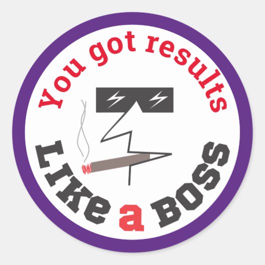 Resultaten als een baas medewerker herkenning stic ronde sticker (Voorkant)