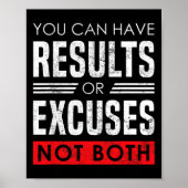 Results Or Excuses - Motivational Bodybuilding Quo Poster (Voorkant)
