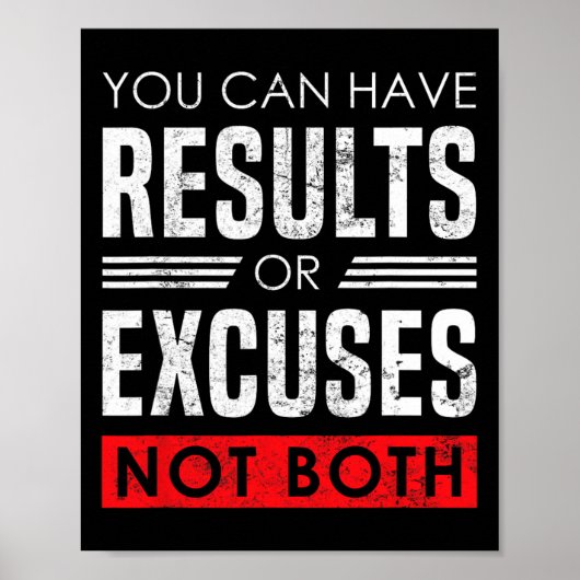 Results Or Excuses - Motivational Bodybuilding Quo Poster (Voorkant)