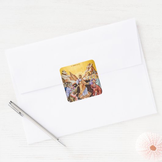Resurrection of Christ Orthodox Christian Vierkante Sticker (Envelop)