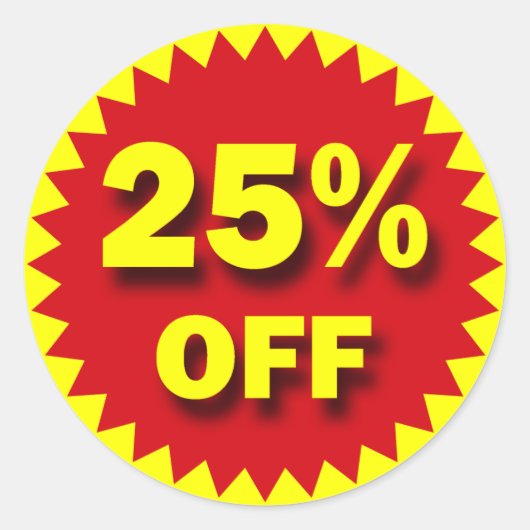 RETAIL BADGE - 25% KORTING RONDE STICKER (Voorkant)