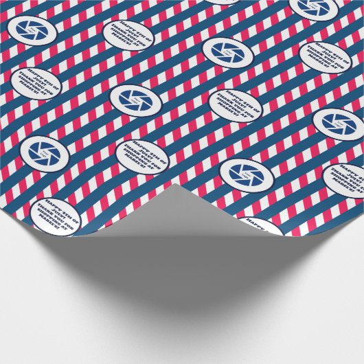 Retail Business 4 juli Gestreepte Logo Tekst Cadeaupapier (Hoek)