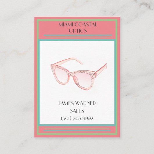 Retail Coral Retro 80's Miami Zonnebril Visitekaartje (Voorkant)