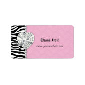 Retail Juwelen Zebra Kant Parels Hart Roze Etiket (Voorkant)