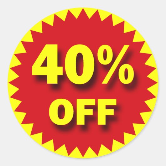 RETAIL SALE BADGE - 40% KORTING RONDE STICKER (Voorkant)