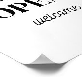 Retail Store Sign, Zwart Wit We zijn Open Welkom Poster (Hoek)
