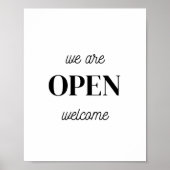 Retail Store Sign, Zwart Wit We zijn Open Welkom Poster (Voorkant)
