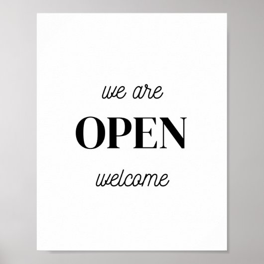 Retail Store Sign, Zwart Wit We zijn Open Welkom Poster (Voorkant)