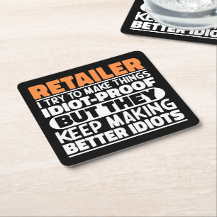 Retailer Ik probeer dingen grappig te maken Quote Kartonnen Onderzetters