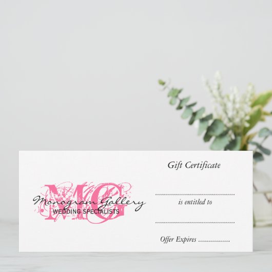 Retailhandel Cadeaubon Roze Monogram (Staand voorkant)