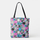 Retailtherapie in uitvoering Funny Magenta & Blue Tote Bag (Achterkant)