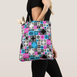 Retailtherapie in uitvoering Funny Magenta & Blue Tote Bag